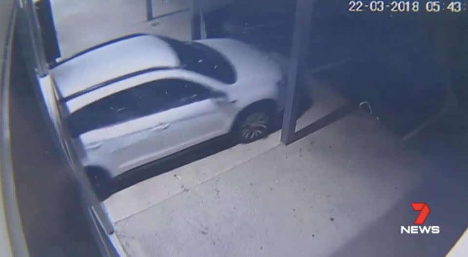 The thieves later rammed the same car into another salon. Source: 7 News