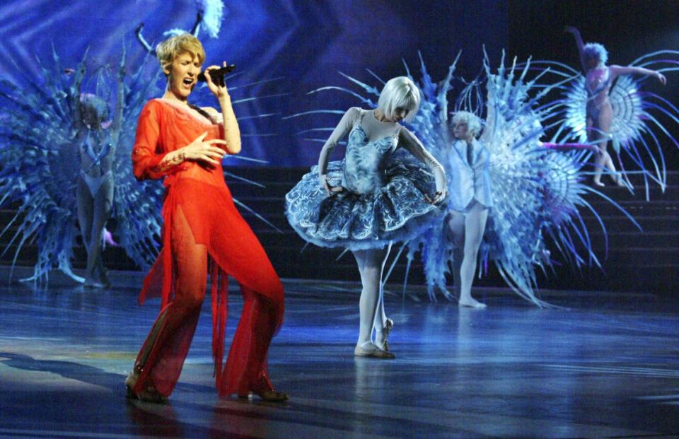 <div class="inline-image__caption"><p>Celine Dion and dancers rehearse for the upcoming Celine Dion - A New Day concert at The Colosseum at Caesars Palace in Las Vegas, Nevada. Opening night is on March 25, 2003.</p></div> <div class="inline-image__credit">Tomasz Rossa/Getty</div>