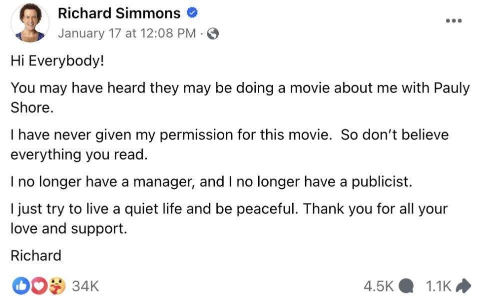 richard simmons biopic statement