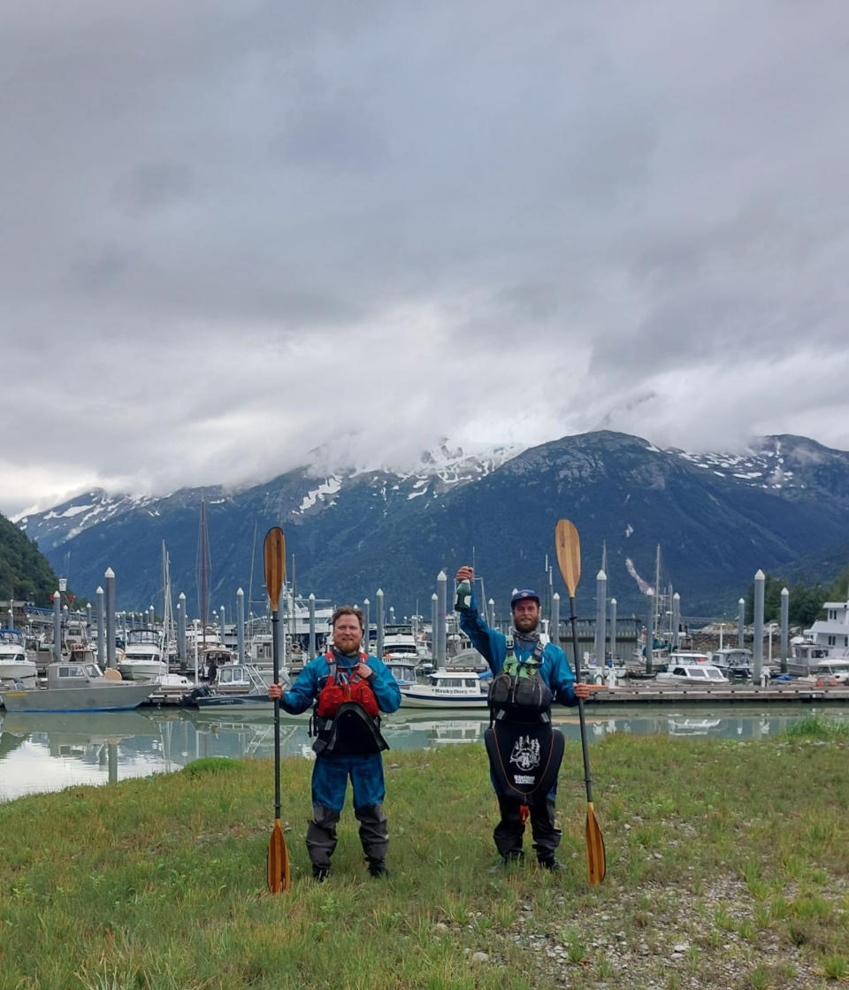 Chris Whittaker (right) and Nuka De Jocas-McCrae (left) at their final destination in Alaska (Collect/PA Real Life)