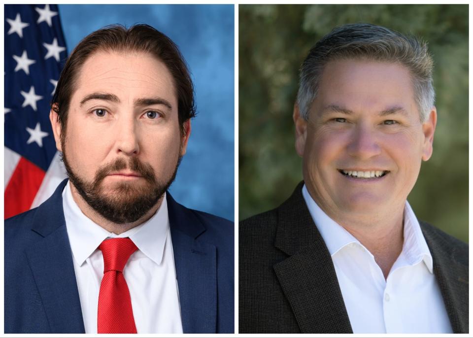 Rep. Eli Crane (left) is facing a primary challenge from former Yavapai County Supervisor Jack Smith (right) in Arizona's 2nd Congressional District.