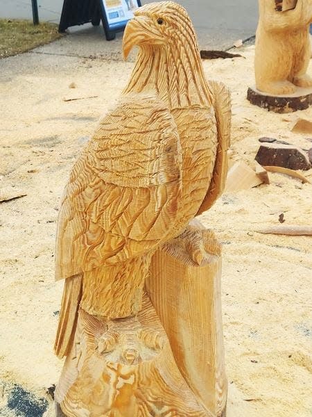 Scott Lepley's second Winterfest carving was an eagle.
