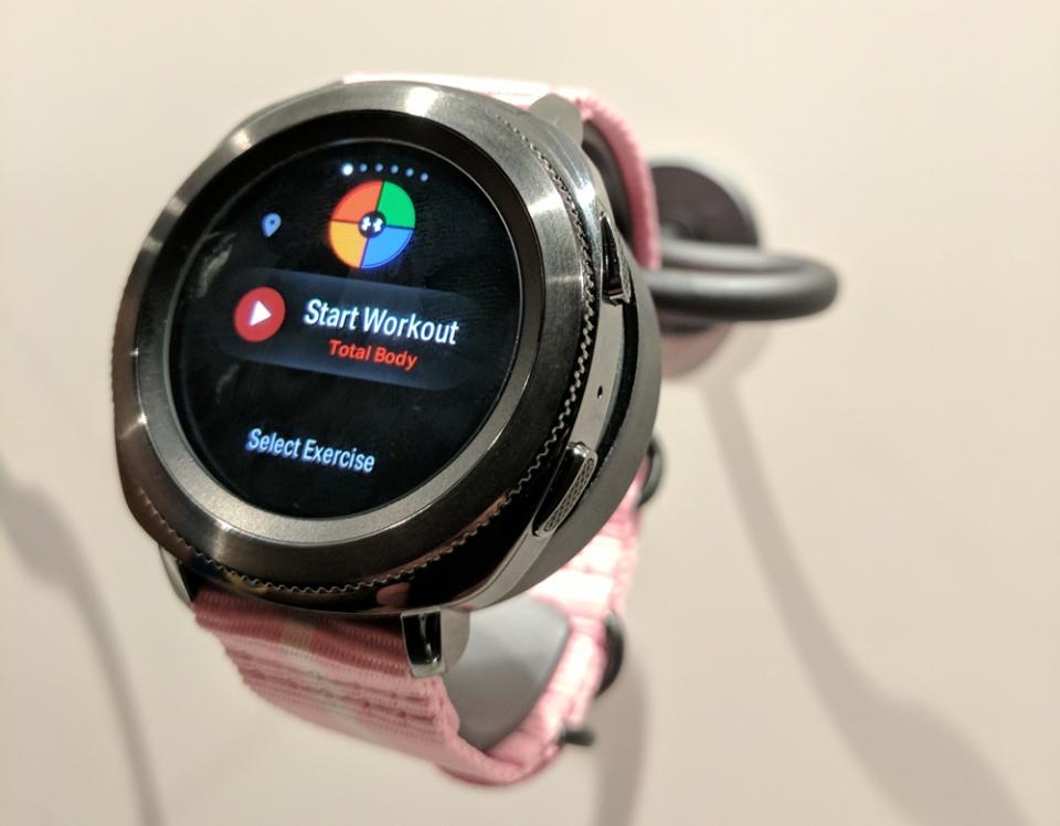 Samsung’s Gear Sport is a more fitness-centric version of the Gear S3.