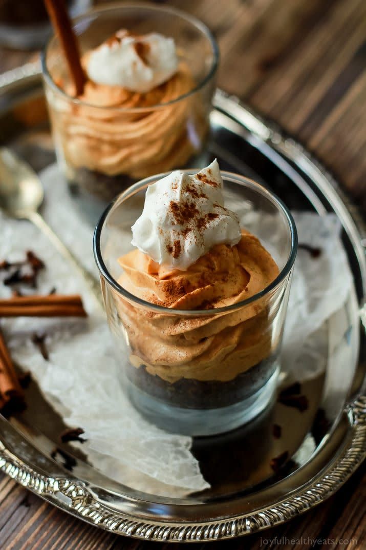 No-Bake Pumpkin Cheesecake with Gingersnap Pecan Crust