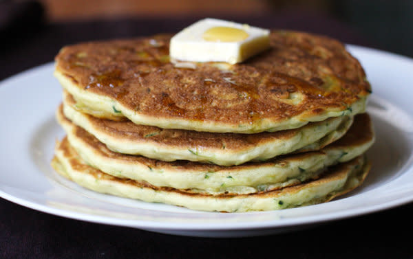 <strong>Get the <a href="http://food52.com/recipes/17054-lemon-zucchini-pancakes-with-a-heart-of-brie" target="_blank">Lemon Zucchini Pancakes with a Heart of Brie recipe</a> from Food52</strong>