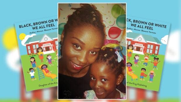 Marswa Blossom Yarmeto, author of Black, Brown or White: We All Feel, says her daughter Angel Solanke's kindergarten classmates were telling her they didn't like her hair or she wasn't allowed to play with them. (Marswa Blossom Yarmeto, CBC - image credit)