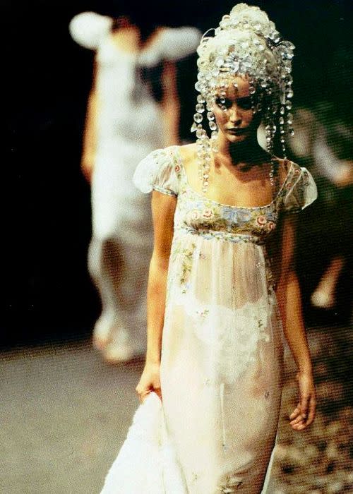 jessica stam wearing 1998 dior haute couture by galliano at the
