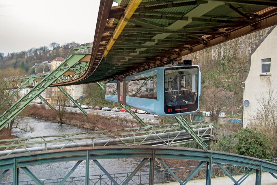 Wuppertal Suspension Railway (floating train) in the German town in Nord Rhine Westaphalia