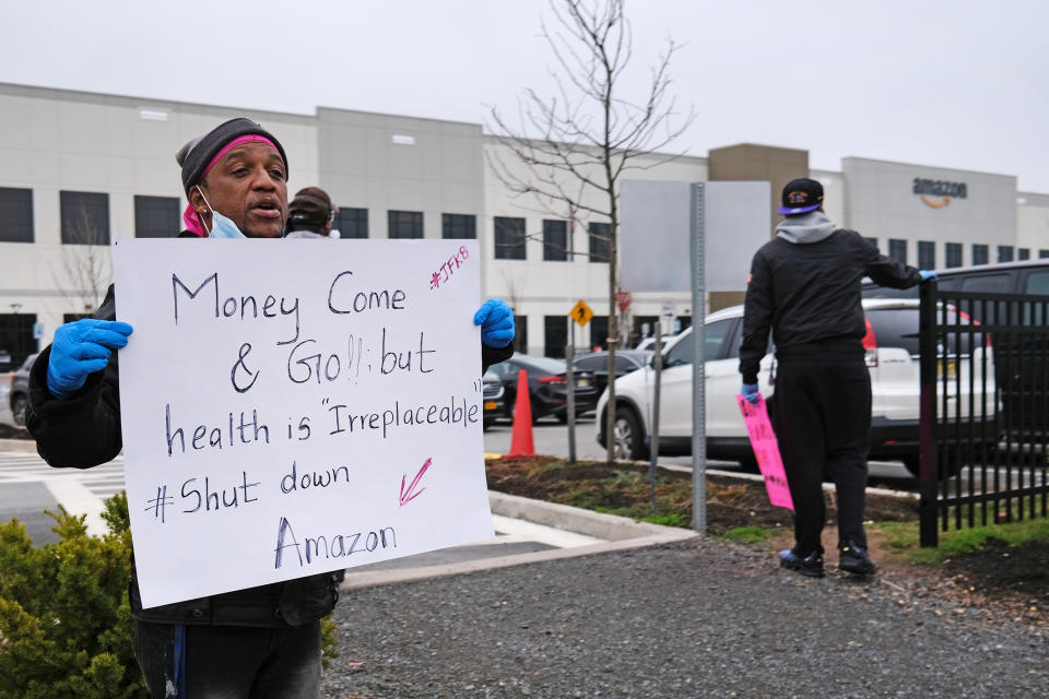 Image: A protest at an Amazon facility in New York City (Spencer Platt / Getty Images file)