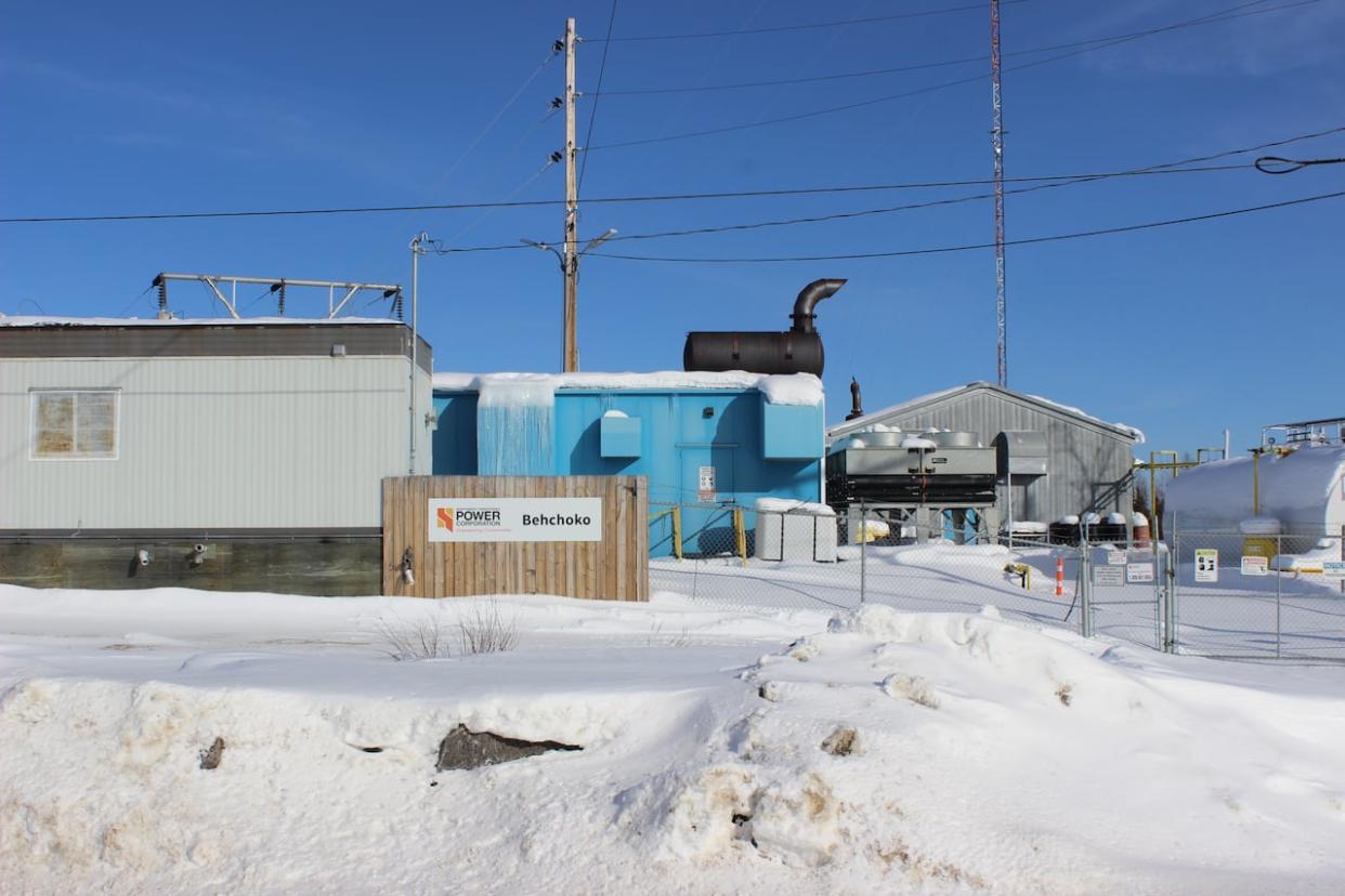 A diesel generating plant in Behchokǫ̀ in March 2022. The Jackfish power plant in Yellowknife provides diesel generated power to the North Slave region, but NTPC maintains this one in case Behchokǫ̀ needs a back up. (Liny Lamberink/CBC - image credit)