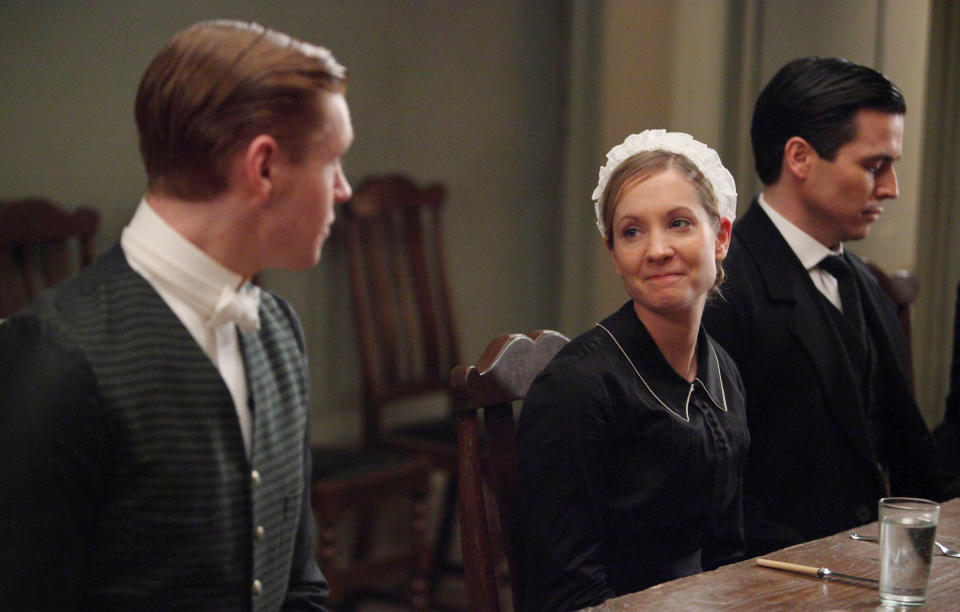 DOWNTON ABBEY, l-r: Matt Milne, Joanne Froggatt, Rob James-Collier, 2010