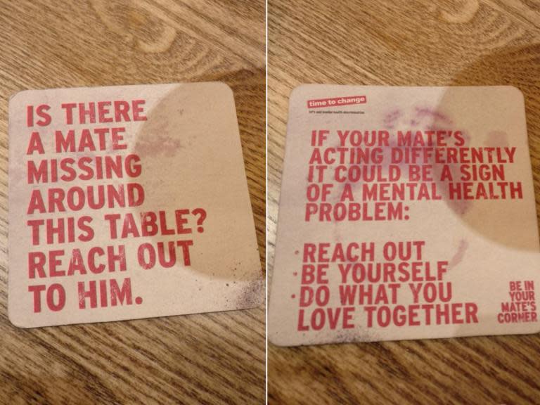 Photos of coaster with messages about men’s mental health go viral