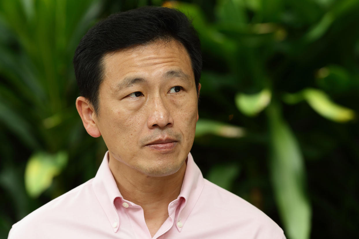 Singapore Health Minister Ong Ye Kung in front of plants