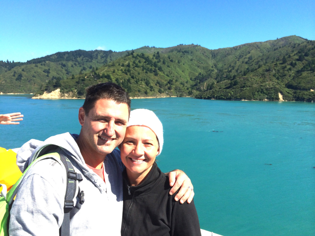 Penina and Richard enjoying their free holiday onboard the Interislander. Photo: Supplied