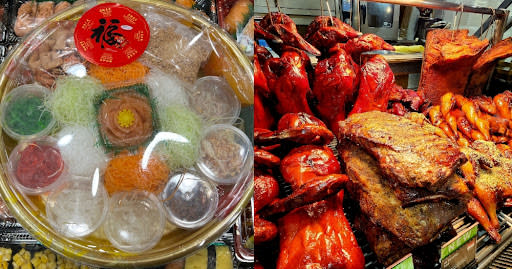 cs - collage of yusheng set and roasted meats