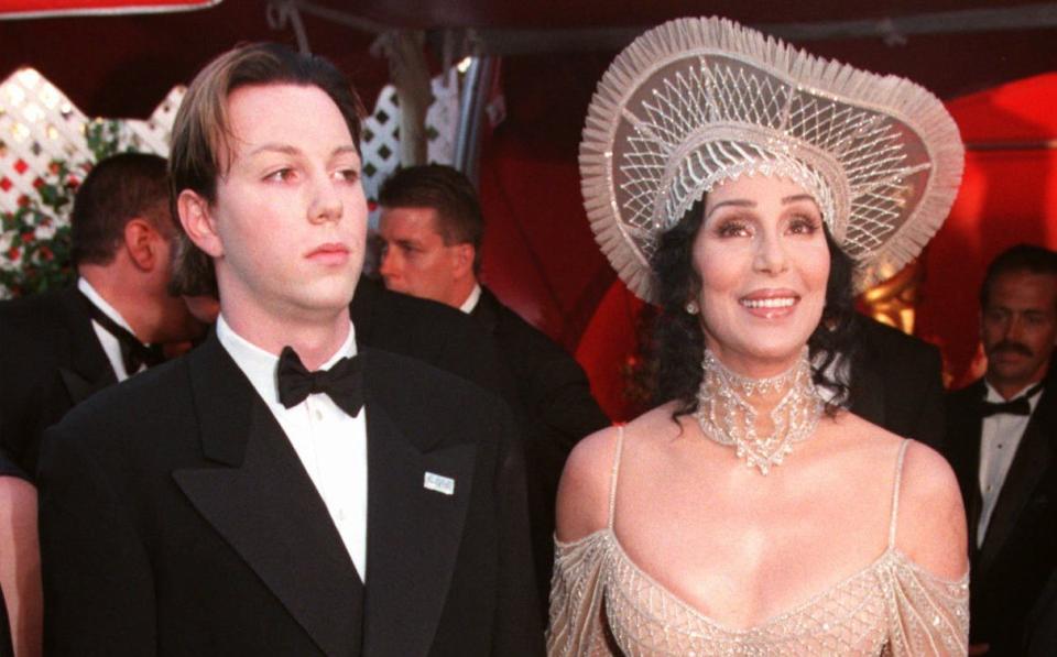 Cher with her son at the 70th Annual Academy Awards in 1998