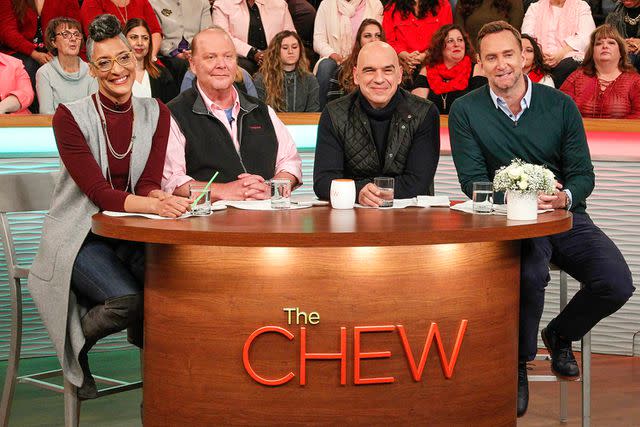 <p>Lou Rocco/Disney General Entertainment Content via Getty </p> Carla Hall Hall (with Mario Batali, Michael Symon and Clinton Kelly in 2016) shot nearly 1,200 episodes of The Chew. “They taught me so much,” she says.