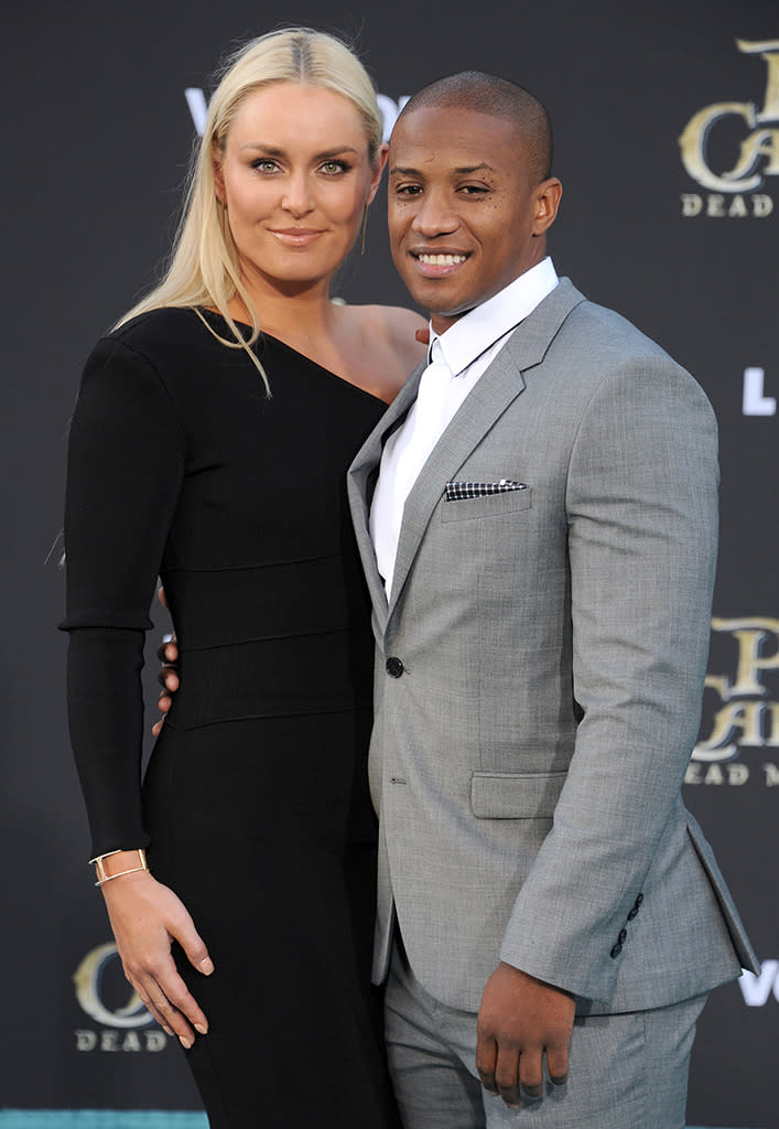 Lindsey Vonn and Kenan Smith arrive at the premiere of Disney's 