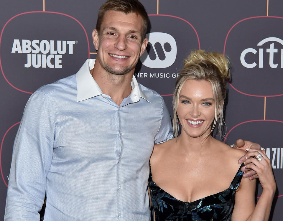 Rob Gronkowski and Camille Kostek, pictured here at the Warner Music Group Pre-Grammy Party in January. 