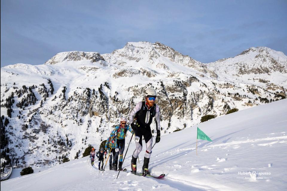 Rockford Guilford graduate Cam Smith plows up hill during a ski mountaineering race this past winter in Europe.