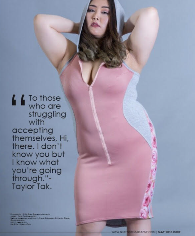Taylor Tak posando para la revista Queen Size.