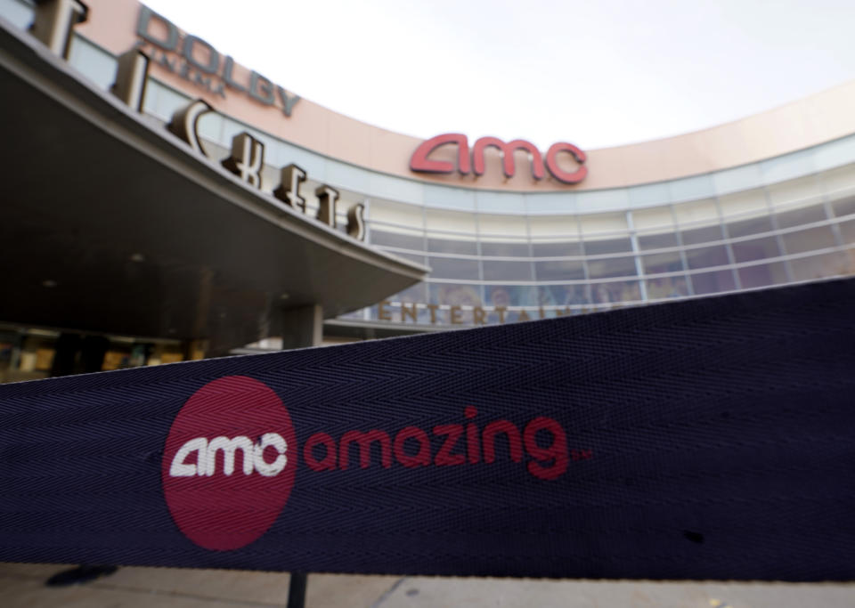 FILE - This Jan. 29, 2021, file photo, shows an AMC movie cinema in Garland, Texas. GameStop and other meme stocks, such as AMC, are soaring again. Much of professional Wall Street said earlier in the year that the phenomenon would likely fizzle out in time, particularly after the smaller-pocketed and novice investors behind it felt the pain of losing their money. AMC Entertainment has set records recently. (AP Photo/LM Otero, File)