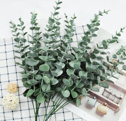 These faux eucalyptus stems look really realistic