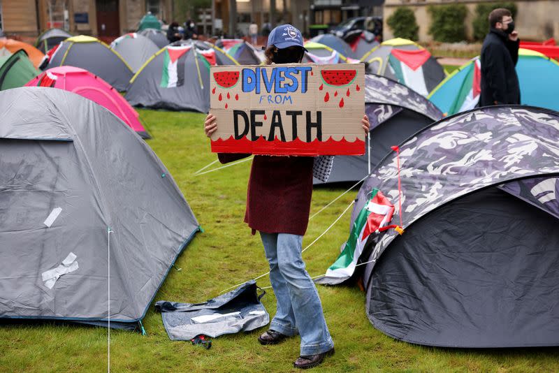 British students occupy university campuses in protest against conflict between Israel and Hamas, in Oxford