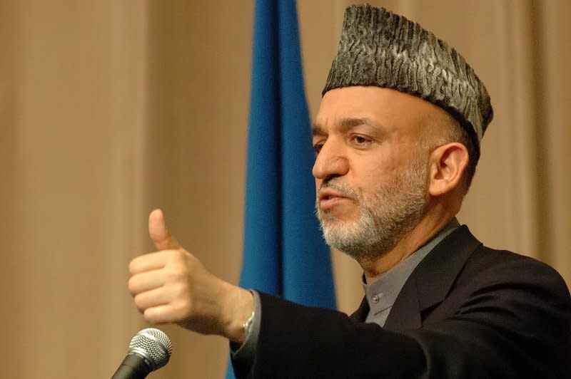 Hamid Karzai, president of Afghanistan, gives a lecture at the U.N. University in Tokyo, Japan, on July 7, 2006. On November 3, 2004, Karzai was officially declared the winner in Afghanistan's first presidential election. File Photo by Keizo Mori/UPI