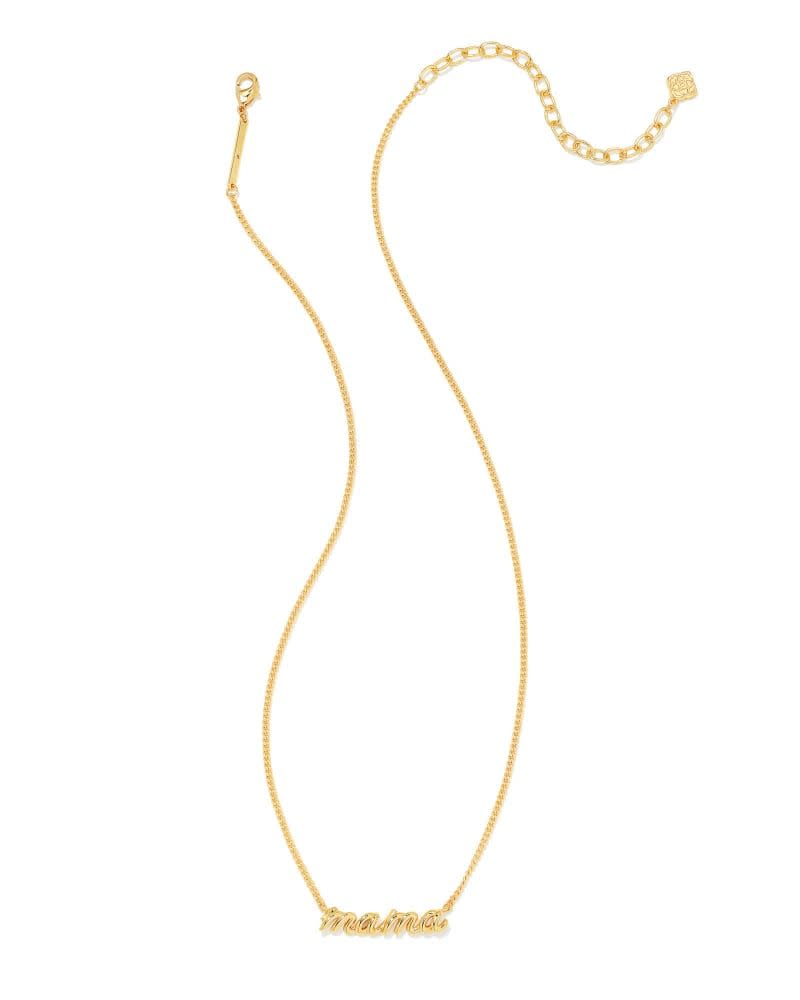 26) Mama Script Pendant Necklace in Gold
