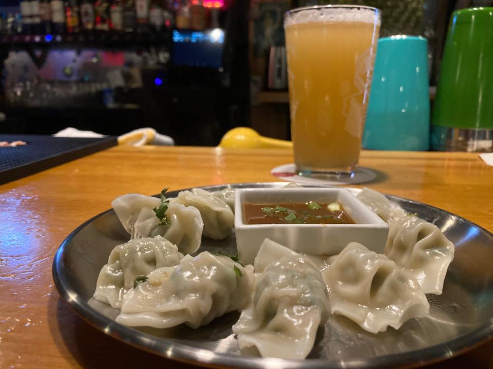 Potstickers and a Good Measure Early Riser cream ale at Bent Nails Bistro in Montpelier, shown Dec. 3, 2021.