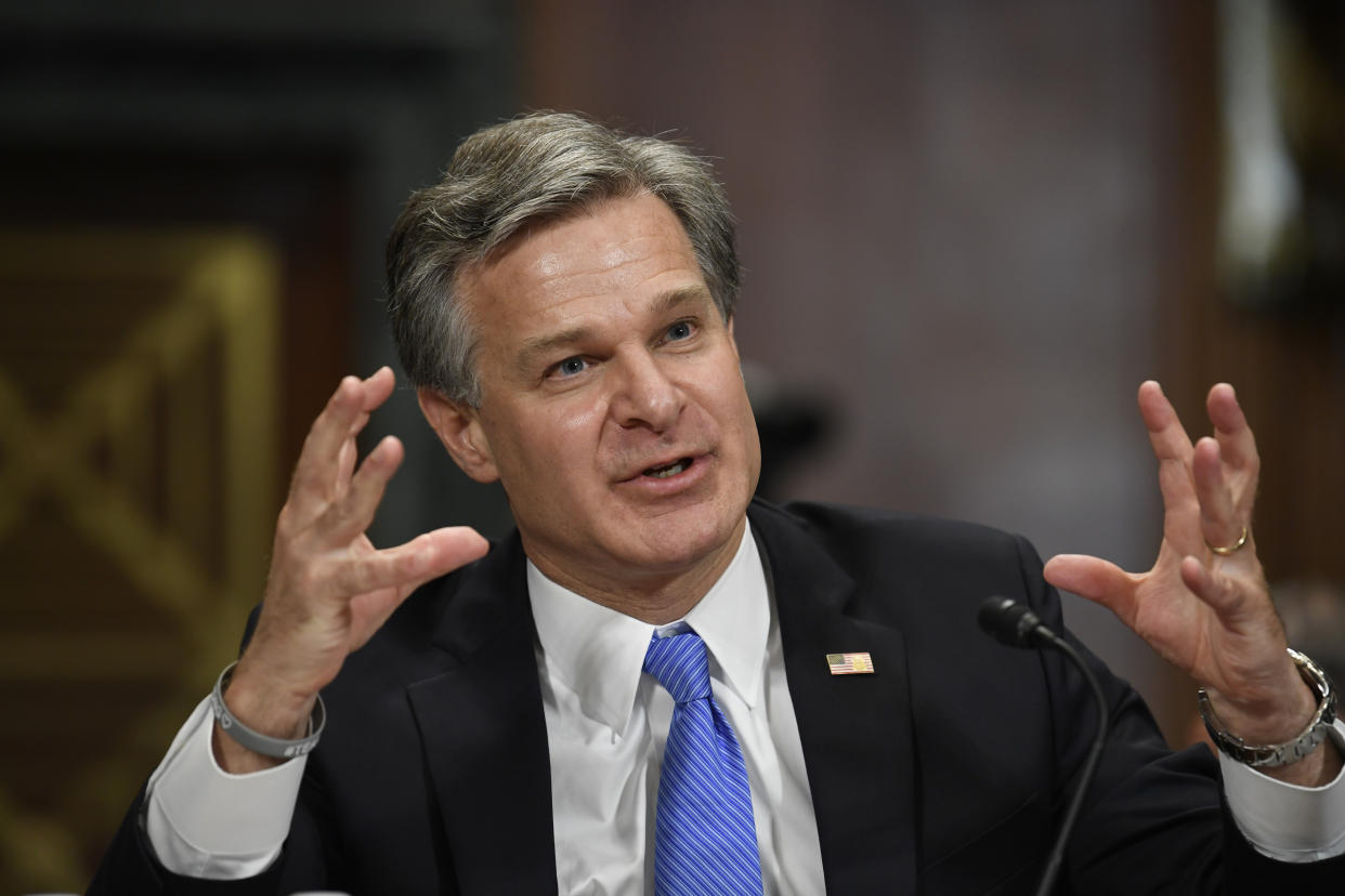 FBI Director Christopher Wray testifies before the Senate Judiciary Committee on Capitol Hill in Washington. (Photo: Susan Walsh/AP)