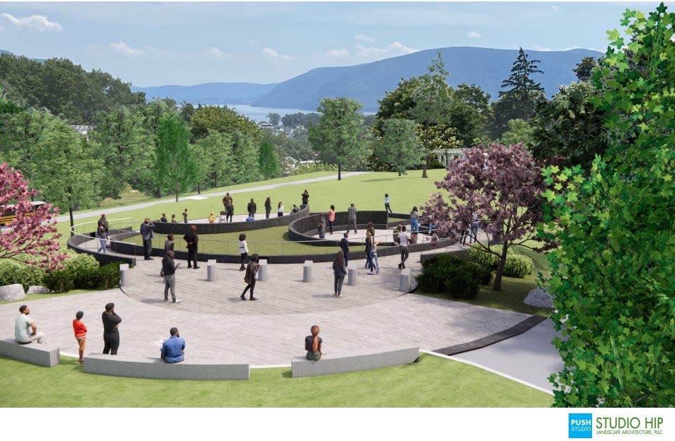 Design renderings of the Newburgh memorial and reinterment site at Downing Park. In 2008 the remains of more than 100 African-Americans were found underneath the city's courthouse.