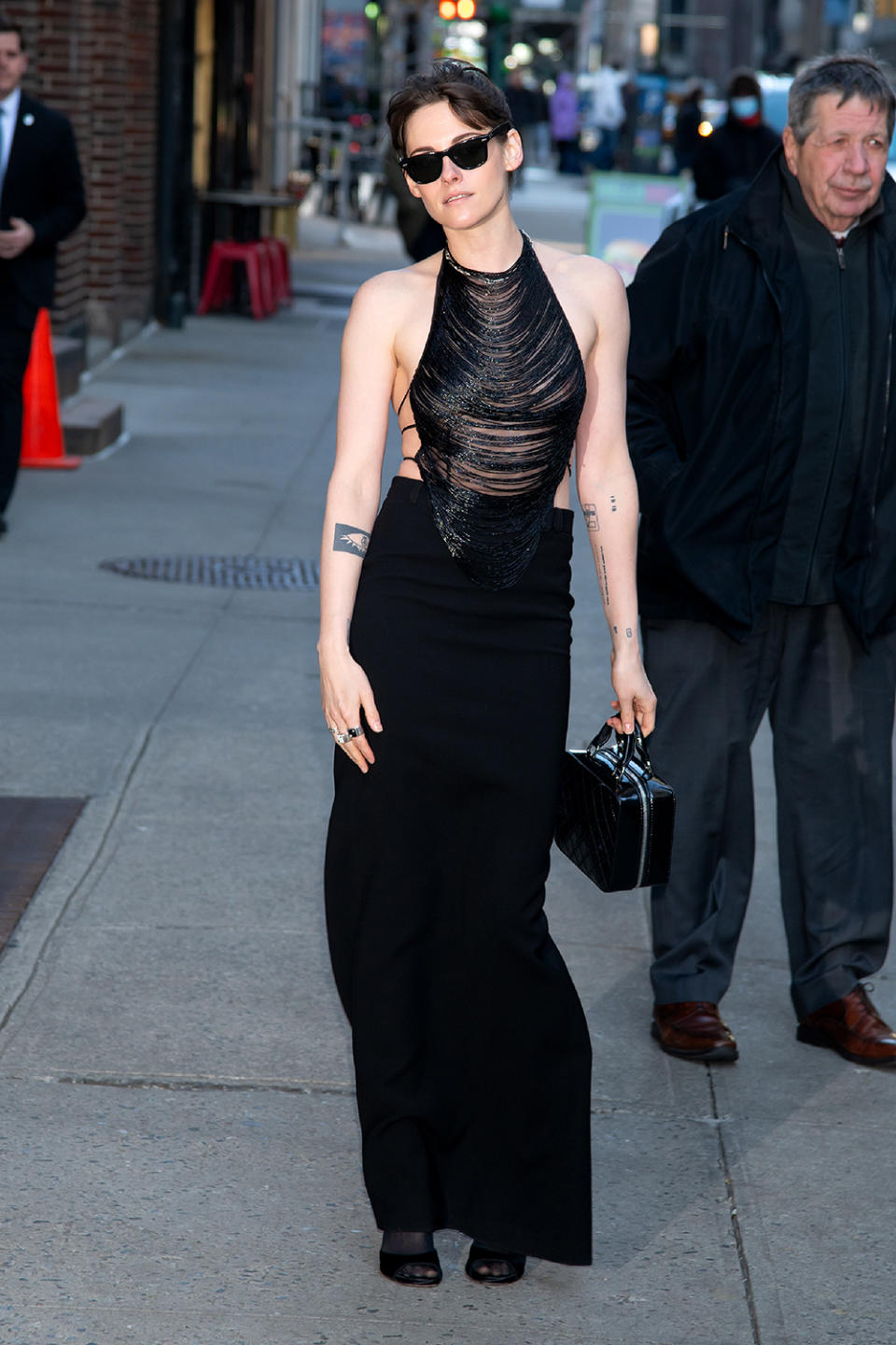 NEW YORK, NY - MARCH 11: Kristen Stewart is seen arriving at  Late Show with Stephen Colbert Show on March 11, 2024 in New York, New York. (Photo by MEGA/GC Images)