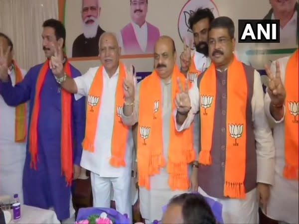 Visuals from Karnataka BJP Legislative Party meeting in Bengaluru on Tuesday.