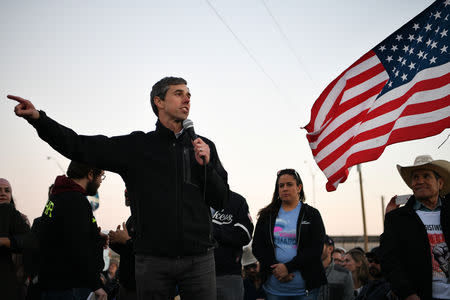 Beto O'Rourke, the Democratic former Texas congressman, addresses supporters before an anti-Trump march in El Paso, Texas, U.S., February 11, 2019. REUTERS/Loren Elliott