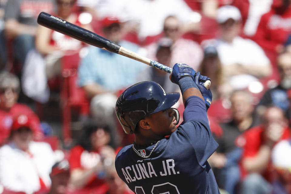 Atlanta Braves' rookie Ronald Acuna Jr. blasted his first career homer Thursday against the Reds. (AP)