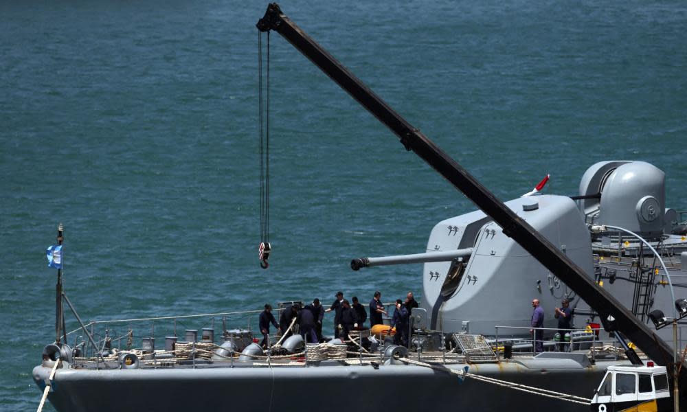 Navy crew on board the ARA Sarandi destroyer prepare to take part in the search for the ARA San Juan.