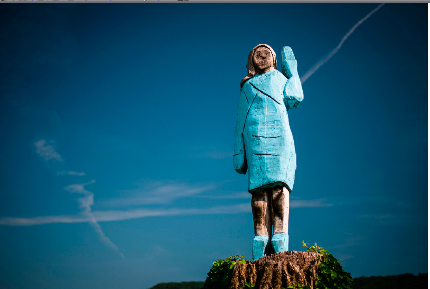 A wooden statue of Melania Trump has reportedly been erected in the first lady’s home country of Slovenia, despite criticism from locals. The conceptual statue — which depicts Ms Trump standing in the blue outfit she wore to her husband’s inauguration in 2016 — was commissioned by US artist Brade Downey and created by artist Ales Zupevc, known as Maxi, according to ITV.The life-sized statue is planted atop a wooden plank with shrubbery in a field near her hometown of Sevnica, according to photographs released this week.Locals complained about the statue, not due to the first lady’s affiliation with Donald Trump, but rather because they say the wooden sculpture does not look like Ms Trump at all. “It doesn’t look anything like Melania,” one local told the outlet. “It’s a smurfette. It’s a disgrace.”Another local reportedly echoed those comments, telling the reporter, “It’s not okay. It’s a disgrace. That’s what I have to say.”Mr Downey reportedly did not include any instructions with his request for the artist to build the conceptual design of the first lady — except that it must feature the same dress she wore to the inauguration. The first lady has become one of her home country’s most famous exports ever since her husband became the US president.Businesses and storefronts in Slovenia began selling Melania slippers, cake and even honey, branding their products with the first lady’s image.Ms Trump reportedly hired a local law firm in 2017 to prevent shops from using her likeness to sell products. The White House did not respond to requests for comment.