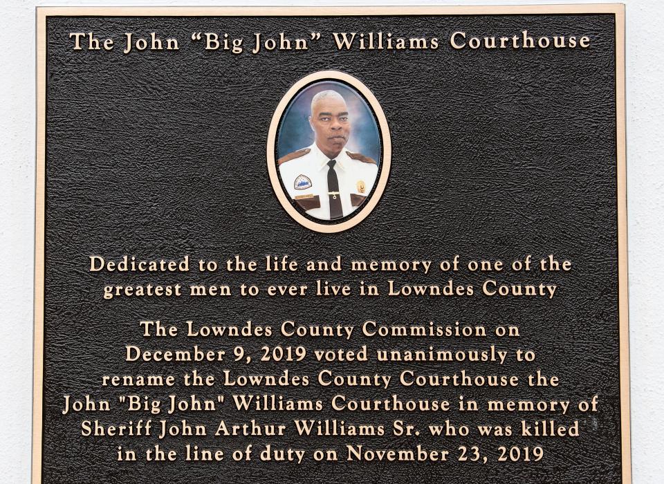 The Lowndes County Courthouse in Hayneville, Ala., seen on Thursday November 12, 2020 was named in honor of slain Sheriff Big John Williams.