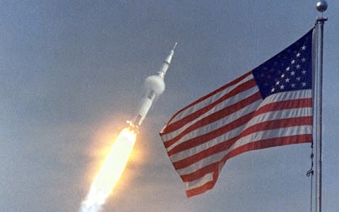 The lift-off of Saturn V, which propelled Apollo 11 from Earth, 16 July 1969  - Credit: NASA