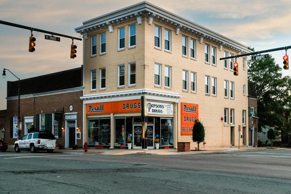 An old drug store sits at the middle of downtown Wadesboro, a town of about 5,000 that is at the exact midpoint between the University of North Carolina, Chapel Hill, and the University of South Carolina, in Columbia, S.C.