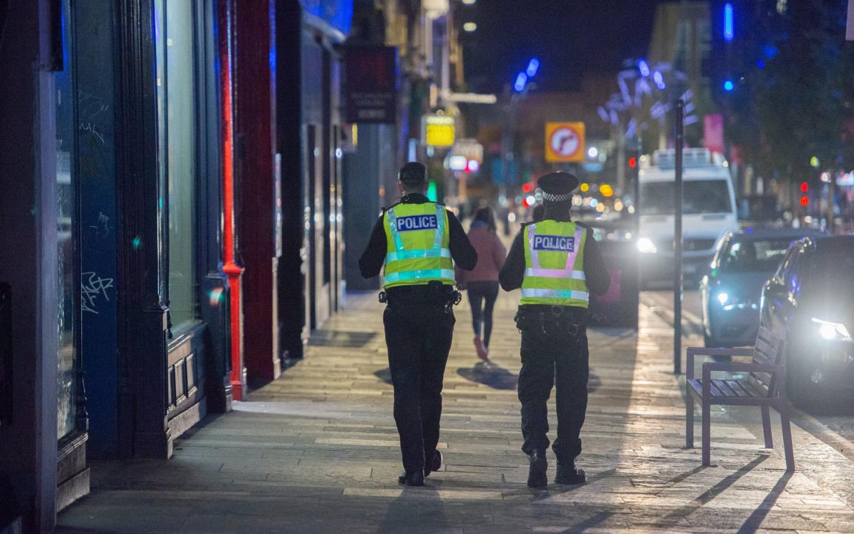 Police patrolling Glasgow's Sauchiehall Street on Friday night - James Chapelard