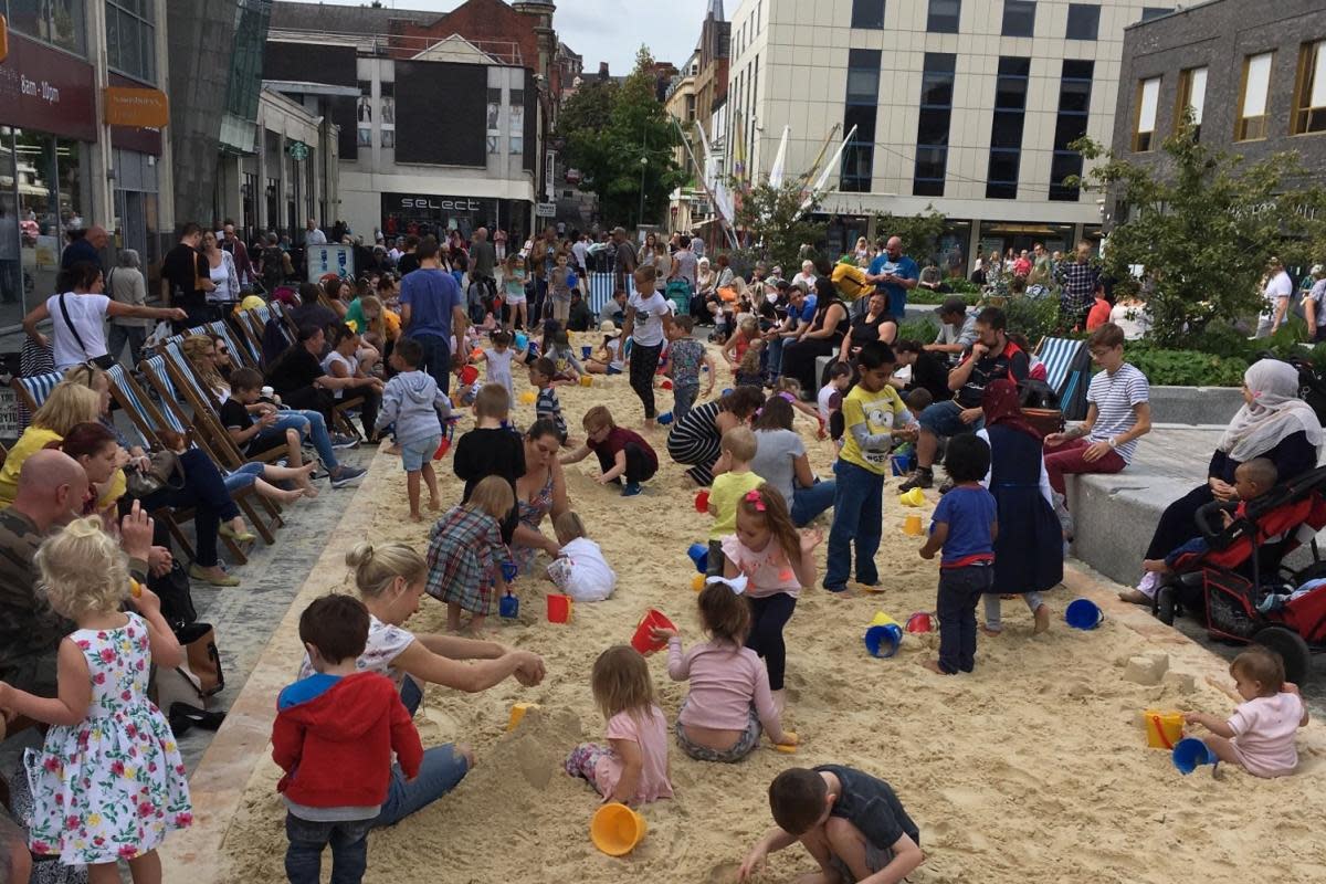 Newport city centre will become an urban beach for much of August <i>(Image: Kevin Ward Media)</i>