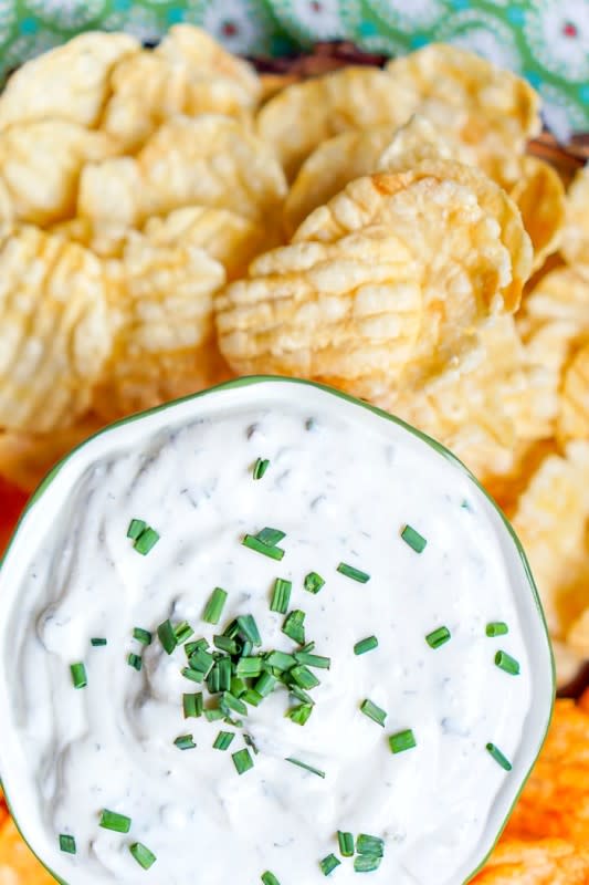 <p>The Love Nerds</p><p>Perfect for veggies or chips with so much herb flavor. </p><p><strong>Get the recipe: </strong><a href="https://thelovenerds.com/greek-yogurt-fresh-herb-chip-dip-recipe/" rel="nofollow noopener" target="_blank" data-ylk="slk:Greek Yogurt Fresh Herb Dip;elm:context_link;itc:0;sec:content-canvas" class="link "><strong>Greek Yogurt Fresh Herb Dip</strong></a></p>