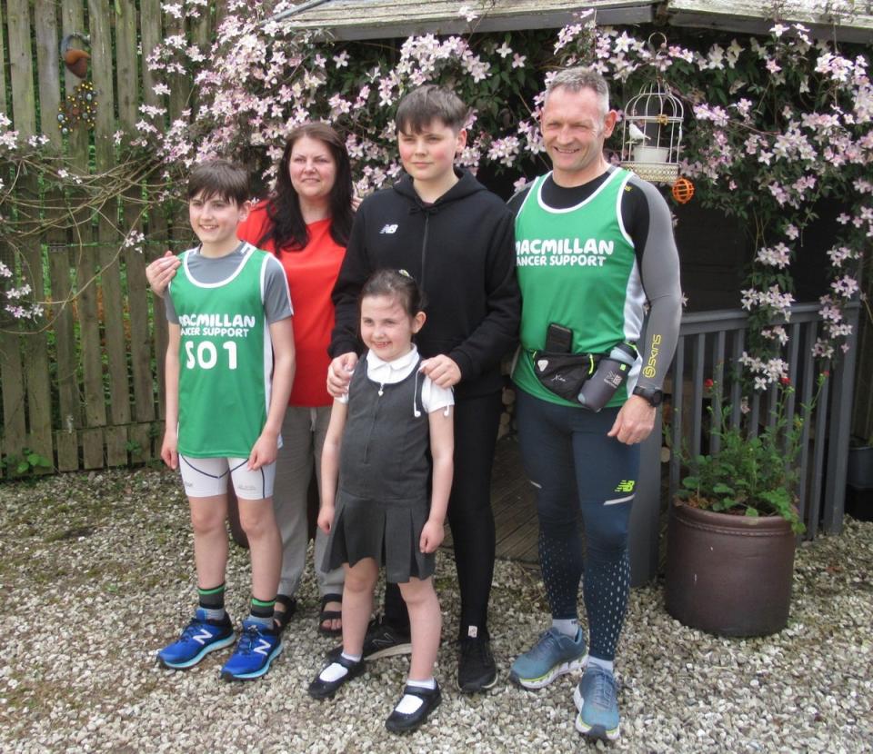 Gary McKee, right, with wife Susan and children Alfie, Beau and Minnie (PA) (PA Media)