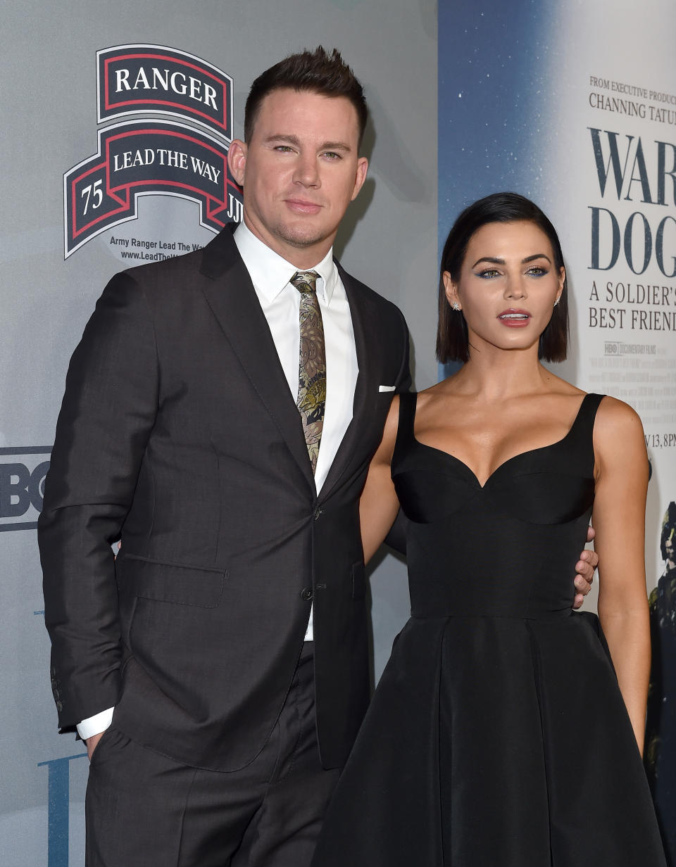 LOS ANGELES, CA - NOVEMBER 06:  Actors Channing Tatum and Jenna Dewan Tatum arrive at the premiere of 'War Dog: A Soldier's Best Friend' at Directors Guild of America on November 6, 2017 in Los Angeles, California.  (Photo by Axelle/Bauer-Griffin/FilmMagic)