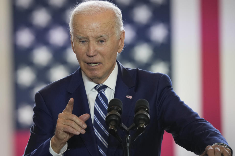 President Joe Biden delivers remarks on the economy, Wednesday, June 28, 2023, at the Old Post Office in Chicago. (AP Photo/Charles Rex Arbogast)