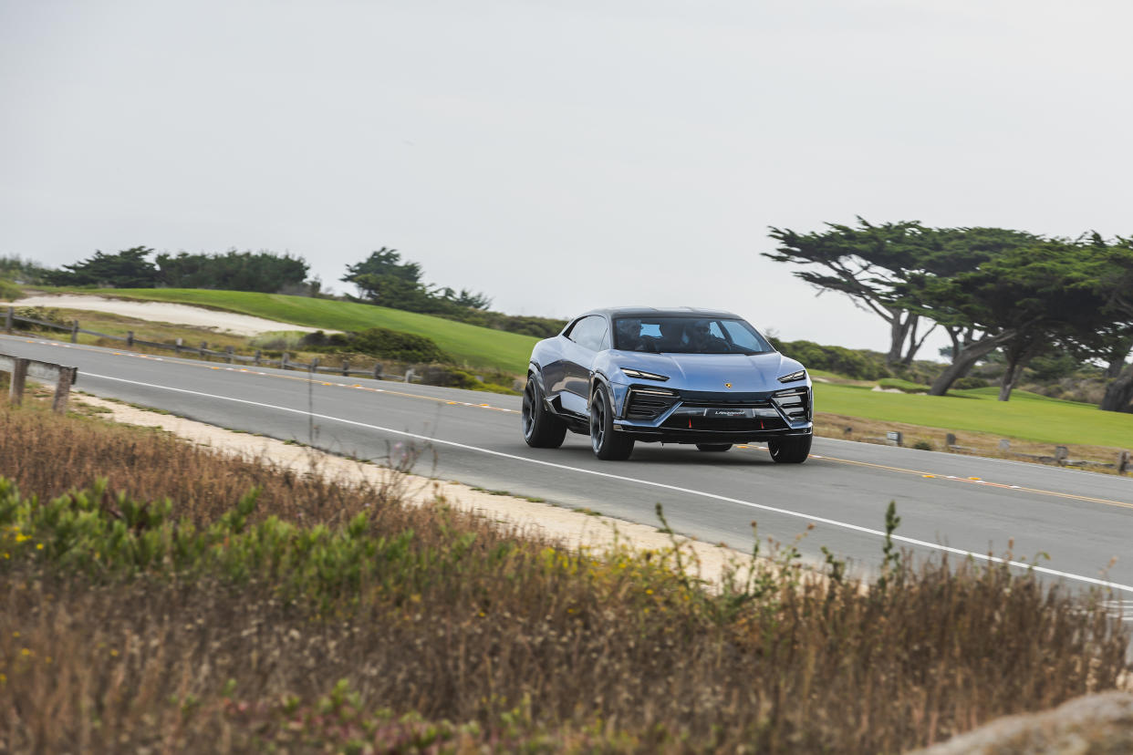 Behind the wheel of Lamborghini's Lanzador EV in Monterey, California (credit: Lamborghini)