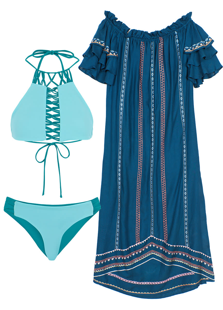 The Halter Bikini and Off-Shoulder Dress